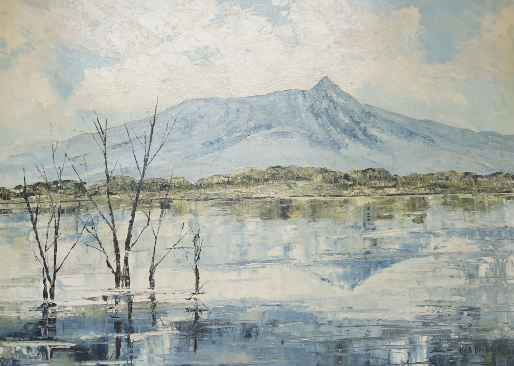 Vera Baker, oil on board, 'The Great Rift Valley, Kenya', signed and dated '67, 45 x 60cm